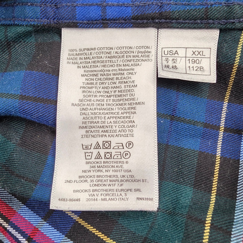 Brooks Brothers Regent XXL Non-Iron Supima Cotton Plaid Button Down Shirt Mens - Picture 11 of 11